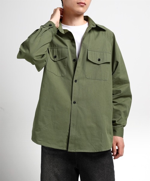 TOBEE(トゥビー)の「【TOBEE】 ベーシック長袖シャツ ルーズシルエットCPOシャツ(シャツ/ブラウス・メンズ・ホワイト/グリーン/グレー/ブラック・X-LARGE/LARGE/MEDIUM)」の12枚目の写真