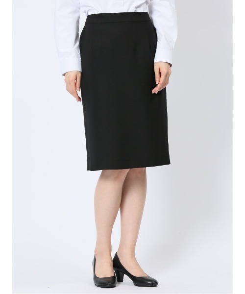 m.f.editorial(エムエフエディトリアル)の「【撥水 ストレッチ ウォッシャブル】m.f.エディトリアル レディース クリアエフェクト 黒無地 タイトスカート(セットアップ可能)(スーツスカート・レディース・ブラック・MEDIUM/LARGE/S/X-LARGE)」の1枚目の写真