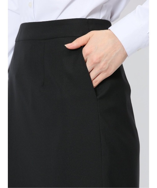 m.f.editorial(エムエフエディトリアル)の「【撥水 ストレッチ ウォッシャブル】m.f.エディトリアル レディース クリアエフェクト 黒無地 タイトスカート(セットアップ可能)(スーツスカート・レディース・ブラック・MEDIUM/LARGE/S/X-LARGE)」の10枚目の写真