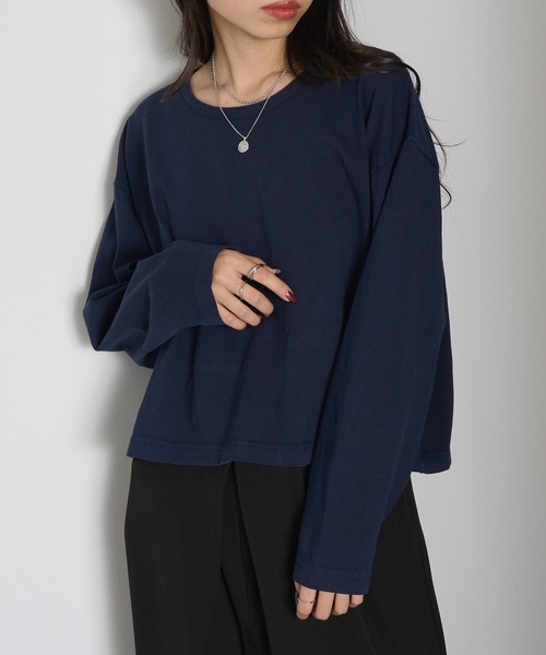 LOS ANGELES APPAREL(ロサンゼルスアパレル)の「【Los Angeles Apparel】Long Sleeve Garment Dye Cropped T L-1839GD※(Tシャツ/カットソー・レディース・ネイビー/ブラック/オリーブ/オフホワイト・S/M/L)」の4枚目の写真