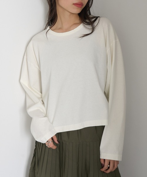 LOS ANGELES APPAREL(ロサンゼルスアパレル)の「【Los Angeles Apparel】Long Sleeve Garment Dye Cropped T L-1839GD※(Tシャツ/カットソー・レディース・ネイビー/ブラック/オリーブ/オフホワイト・S/M/L)」の8枚目の写真