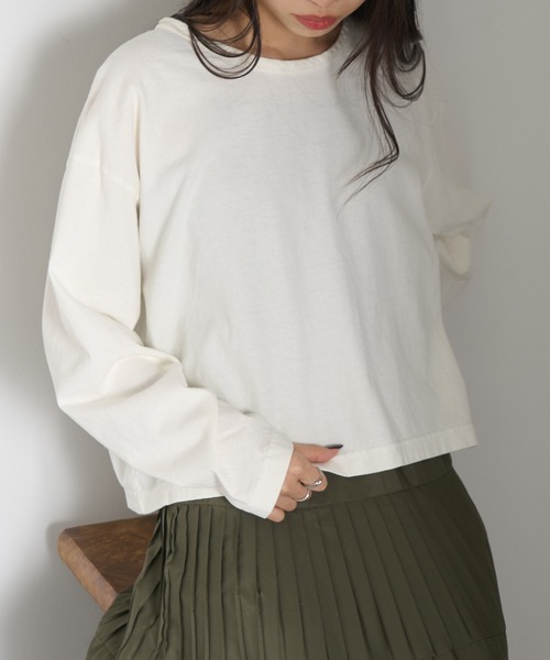 LOS ANGELES APPAREL(ロサンゼルスアパレル)の「【Los Angeles Apparel】Long Sleeve Garment Dye Cropped T L-1839GD※(Tシャツ/カットソー・レディース・ネイビー/ブラック/オリーブ/オフホワイト・S/M/L)」の9枚目の写真