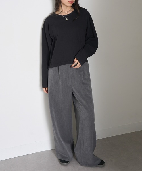 LOS ANGELES APPAREL(ロサンゼルスアパレル)の「【Los Angeles Apparel】Long Sleeve Garment Dye Cropped T L-1839GD※(Tシャツ/カットソー・レディース・ネイビー/ブラック/オリーブ/オフホワイト・S/M/L)」の6枚目の写真