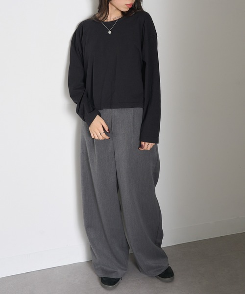 LOS ANGELES APPAREL(ロサンゼルスアパレル)の「【Los Angeles Apparel】Long Sleeve Garment Dye Cropped T L-1839GD※(Tシャツ/カットソー・レディース・ネイビー/ブラック/オリーブ/オフホワイト・S/M/L)」の7枚目の写真