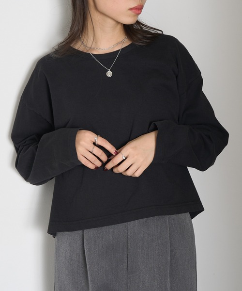 LOS ANGELES APPAREL(ロサンゼルスアパレル)の「【Los Angeles Apparel】Long Sleeve Garment Dye Cropped T L-1839GD※(Tシャツ/カットソー・レディース・ネイビー/ブラック/オリーブ/オフホワイト・S/M/L)」の5枚目の写真