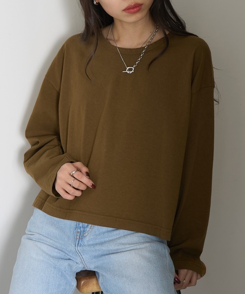 LOS ANGELES APPAREL(ロサンゼルスアパレル)の「【Los Angeles Apparel】Long Sleeve Garment Dye Cropped T L-1839GD※(Tシャツ/カットソー・レディース・ネイビー/ブラック/オリーブ/オフホワイト・S/M/L)」の14枚目の写真