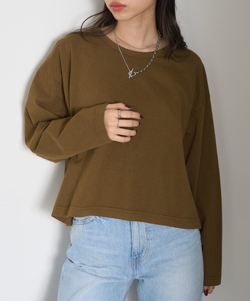 LOS ANGELES APPAREL(ロサンゼルスアパレル)の「【Los Angeles Apparel】Long Sleeve Garment Dye Cropped T L-1839GD※(Tシャツ/カットソー・レディース・ネイビー/ブラック/オリーブ/オフホワイト・S/M/L)」の15枚目の写真