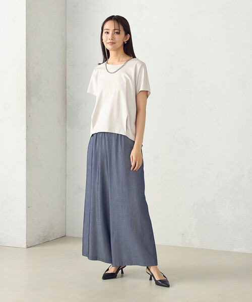 COMME CA ISM(コムサイズム)の「シルケットスムースUネックプルオーバー(Tシャツ/カットソー・レディース・グレイッシュベージュ/チャコール/ブラック・FREE)」の11枚目の写真