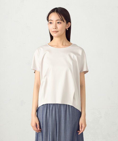 COMME CA ISM(コムサイズム)の「シルケットスムースUネックプルオーバー(Tシャツ/カットソー・レディース・グレイッシュベージュ/チャコール/ブラック・FREE)」の15枚目の写真