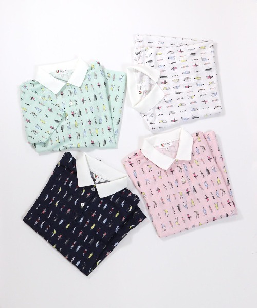Picone CLUB(ピッコーネクラブ)の「UV総柄ポロシャツ(ポロシャツ・レディース・ライトグリーン/ピンク/ネイビー/ホワイト・L/M/S)」の5枚目の写真