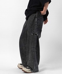 96thes（クローズ）の「【96thes】サイドカットオフ ワイドルーズデニムパンツ ユニセックス（デニムパンツ）」