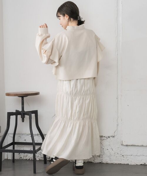 RETRO GIRL(レトロガール)の「フリルクロップドSH(シャツ/ブラウス・レディース・ブラック系その他2/ナチュラル/チャコールグレー・FREE)」の12枚目の写真