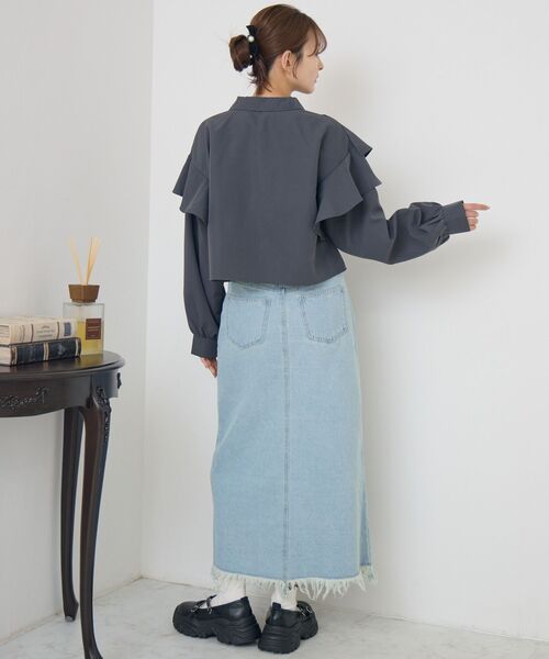 RETRO GIRL(レトロガール)の「フリルクロップドSH(シャツ/ブラウス・レディース・ブラック系その他2/ナチュラル/チャコールグレー・FREE)」の20枚目の写真