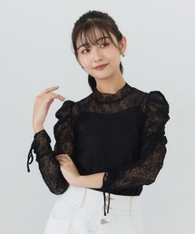 REDYAZEL | シャーリングスリーブレースブラウス(Tシャツ/カットソー)