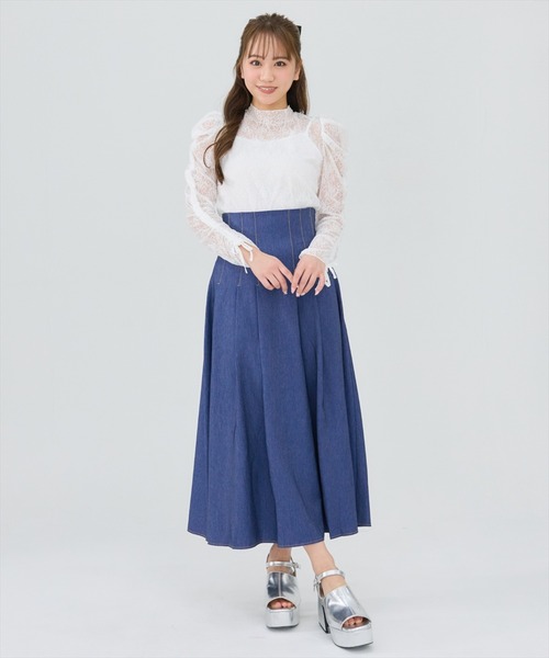 REDYAZEL（レディアゼル）の「シャーリングスリーブレースブラウス（Tシャツ/カットソー・レディース・ホワイト系その他/ブラック系その他・FREE）」の12枚目の写真