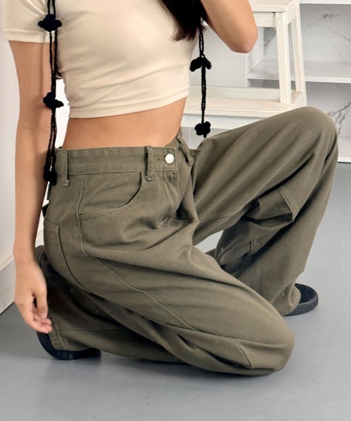 セール】ワイドクロスボタンパンツ / Wide Cross Button Pants