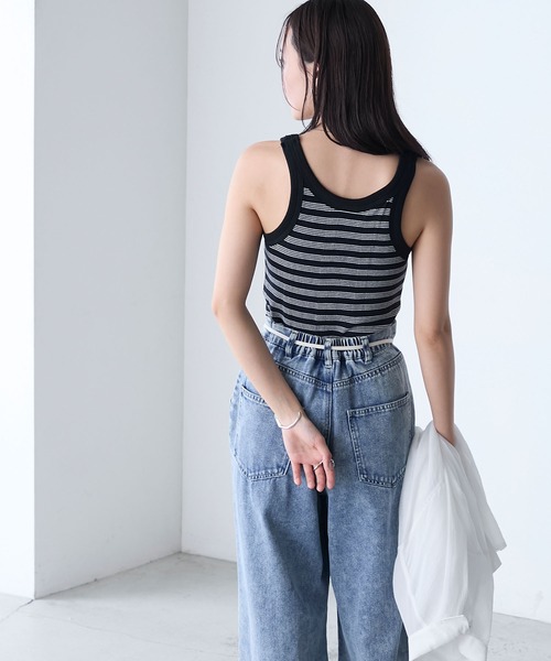 MILLER（ミラー）の「【forksy.】【Robert P. Miller】 ロバート ピー ミラー カップ付きパネルリブ ボーダータンクトップ（タンクトップ・レディース・レッド系/ブラウン系/ブルー系/ブラック系・FREE）」の12枚目の写真