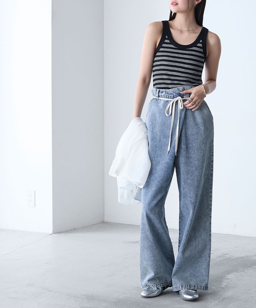 MILLER（ミラー）の「【forksy.】【Robert P. Miller】 ロバート ピー ミラー カップ付きパネルリブ ボーダータンクトップ（タンクトップ・レディース・レッド系/ブラウン系/ブルー系/ブラック系・FREE）」の15枚目の写真