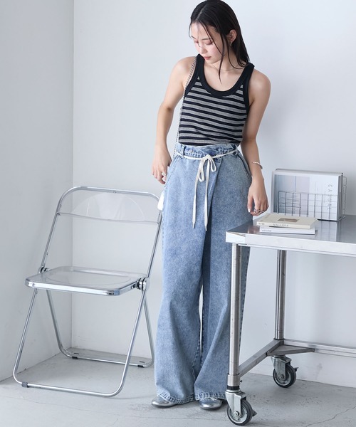 MILLER（ミラー）の「【forksy.】【Robert P. Miller】 ロバート ピー ミラー カップ付きパネルリブ ボーダータンクトップ（タンクトップ・レディース・レッド系/ブラウン系/ブルー系/ブラック系・FREE）」の18枚目の写真