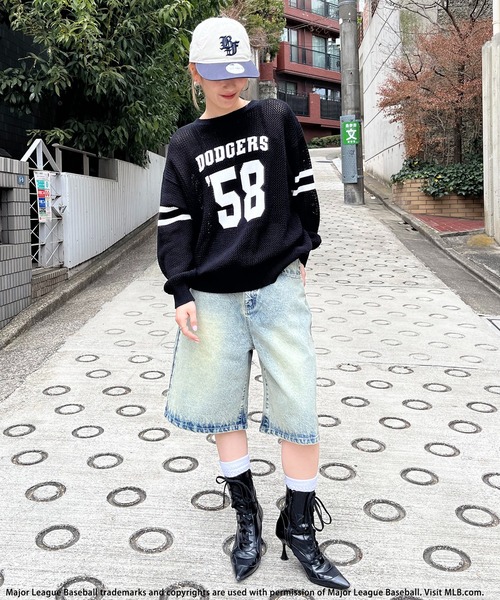 BACK TO THE FIELD（バック トゥー ザ フィールド）の「【MLB】ハーフデニム（デニムパンツ・レディース・ブルー/ブラック・FREE）」の8枚目の写真