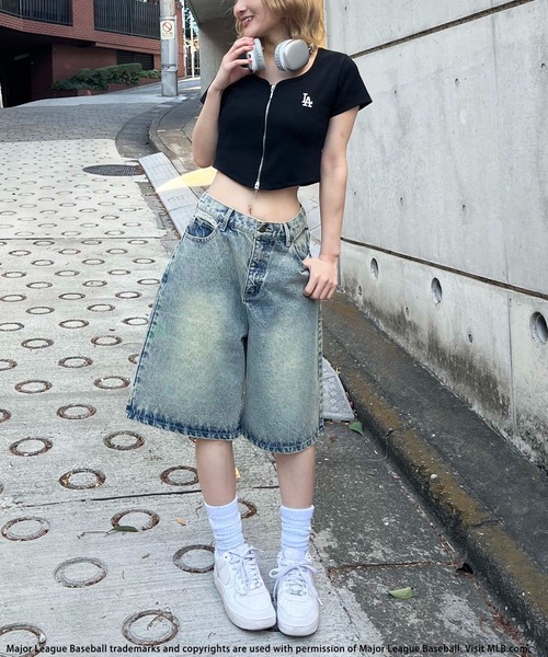 BACK TO THE FIELD（バック トゥー ザ フィールド）の「【MLB】ハーフデニム（デニムパンツ・レディース・ブルー/ブラック・FREE）」の7枚目の写真