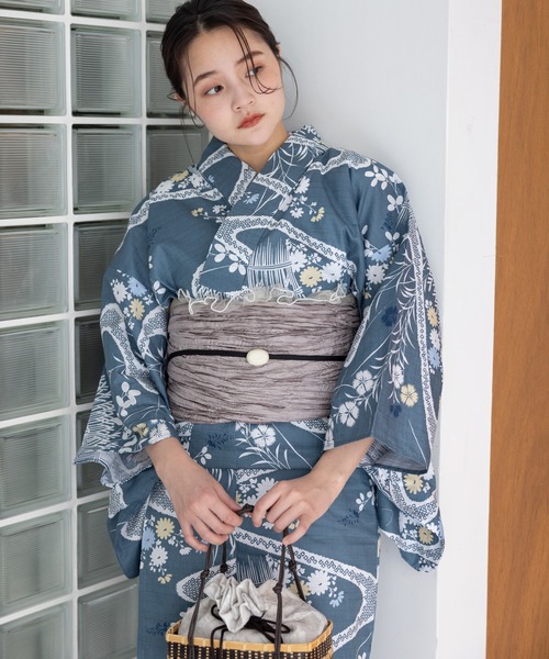 【7/25 24時まで限定値下げ】ゆかた館グレース 浴衣セット　ネイビー系 ゆかた館グレース公式オンラインストア｜浴衣専門店【全国通販】