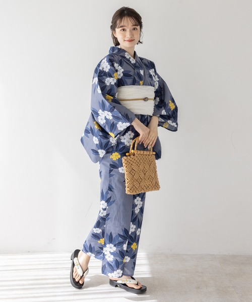 【ZOZO売切れ商品＊セール中】浴衣館グレース　こだわり浴衣5点セット　青・秋桜 セール】こだわり浴衣5点セット（浴衣）｜ゆかた館グレース