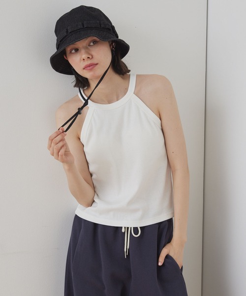 Unblend(アンブレンド)の「【Unblend】Unblend Basic カップ付き ホルターネック リブ パック タンクトップ(タンクトップ・レディース・ブラック/ホワイト/ブラウン/オレンジ・S/M)」の16枚目の写真