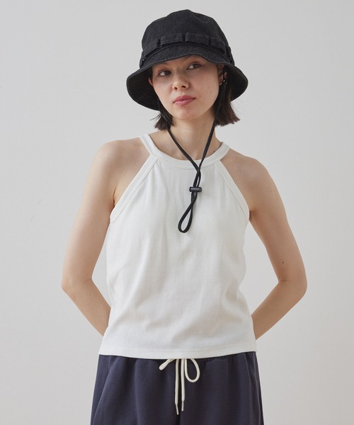 bow.a スクエアタンクトップ　ノベルティバッグ付き Unblend】Unblend Basic カップ付き ホルターネック リブ パック