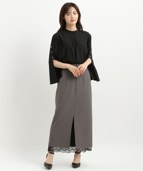 Andemiu（アンデミュウ）の「ソデボタンスタンドブラウス325552（シャツ/ブラウス・レディース・ネイビー/ブルー/オフホワイト/ブラック/グリーン・FREE）」の17枚目の写真