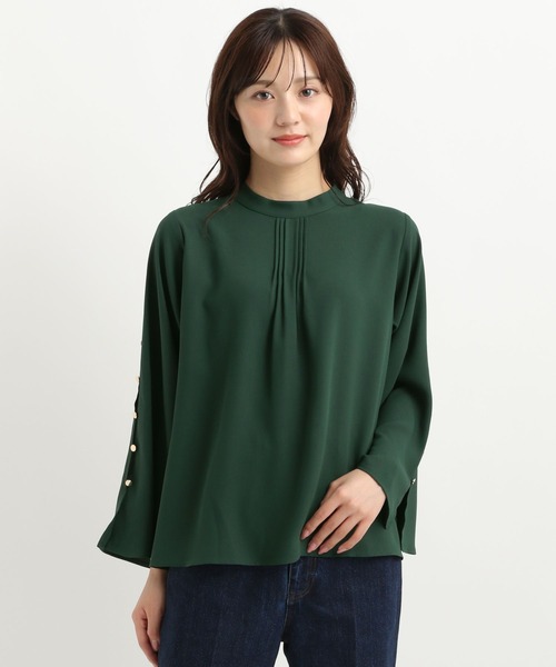 Andemiu（アンデミュウ）の「ソデボタンスタンドブラウス325552（シャツ/ブラウス・レディース・ネイビー/ブルー/オフホワイト/ブラック/グリーン・FREE）」の16枚目の写真