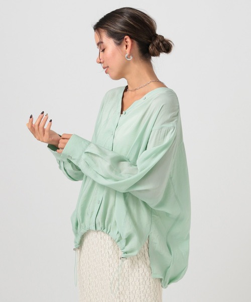 BAYFLOW（ベイフロー）の「ドロストヘムブラウス（シャツ/ブラウス・レディース・オフホワイト/ピンク/モカ/ミント・FREE）」の4枚目の写真