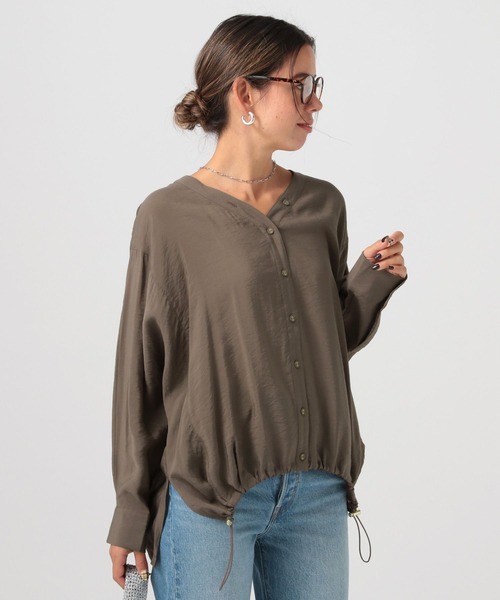 BAYFLOW（ベイフロー）の「ドロストヘムブラウス（シャツ/ブラウス・レディース・オフホワイト/ピンク/モカ/ミント・FREE）」の3枚目の写真