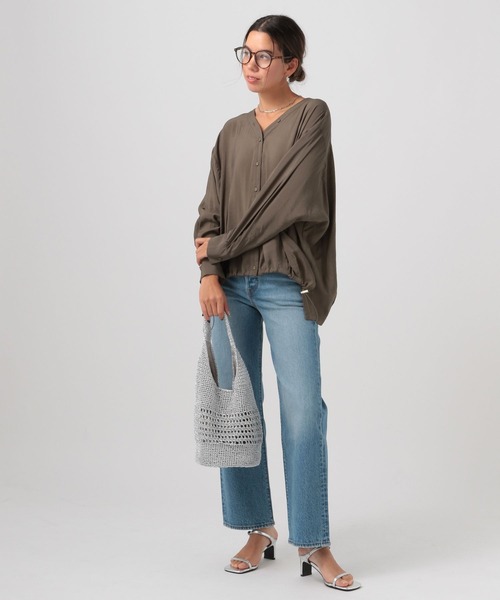 BAYFLOW（ベイフロー）の「ドロストヘムブラウス（シャツ/ブラウス・レディース・オフホワイト/ピンク/モカ/ミント・FREE）」の5枚目の写真