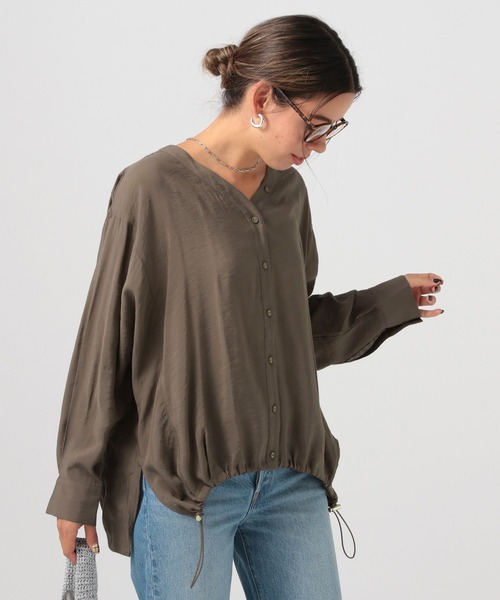 BAYFLOW（ベイフロー）の「ドロストヘムブラウス（シャツ/ブラウス・レディース・オフホワイト/ピンク/モカ/ミント・FREE）」の6枚目の写真