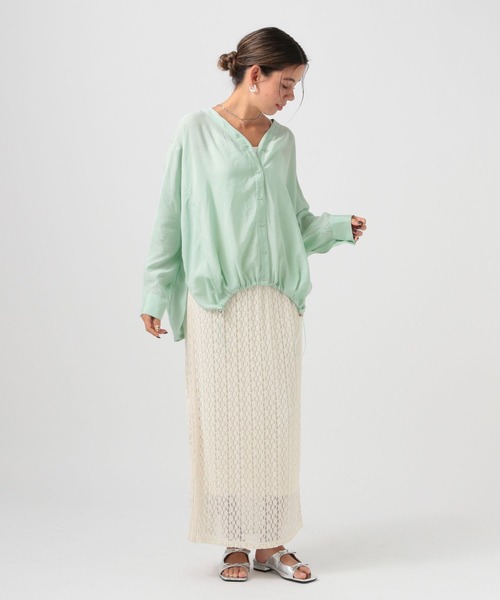 BAYFLOW（ベイフロー）の「ドロストヘムブラウス（シャツ/ブラウス・レディース・オフホワイト/ピンク/モカ/ミント・FREE）」の8枚目の写真