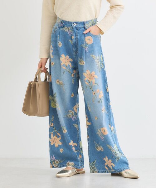 Sugar spoon(シュガースプーン)の「・SUGAR SPOON フラワーptデニムワイドパンツ(デニムパンツ・レディース・インディゴブルー/ブラック・FREE)」の6枚目の写真