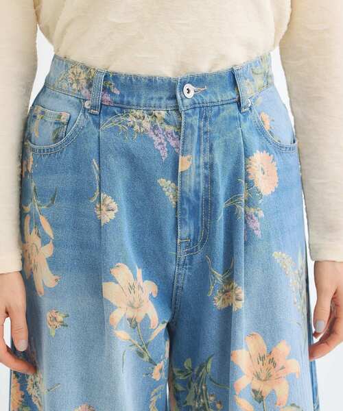 Sugar spoon(シュガースプーン)の「・SUGAR SPOON フラワーptデニムワイドパンツ(デニムパンツ・レディース・インディゴブルー/ブラック・FREE)」の7枚目の写真