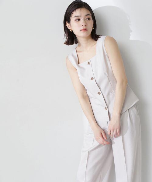 NATURAL BEAUTY BASIC(ナチュラルビューティーベーシック)の「◇【Oggi掲載】リネンライクツイルシリーズ ベスト(その他アウター・レディース・ブラウン/ベージュ/カーキ・FREE)」の1枚目の写真