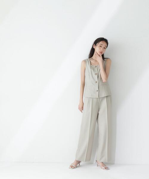NATURAL BEAUTY BASIC(ナチュラルビューティーベーシック)の「◇【Oggi掲載】リネンライクツイルシリーズ ベスト(その他アウター・レディース・ブラウン/ベージュ/カーキ・FREE)」の4枚目の写真