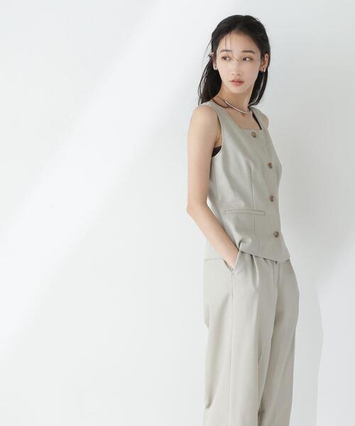 NATURAL BEAUTY BASIC(ナチュラルビューティーベーシック)の「◇【Oggi掲載】リネンライクツイルシリーズ ベスト(その他アウター・レディース・ブラウン/ベージュ/カーキ・FREE)」の5枚目の写真