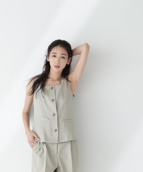 NATURAL BEAUTY BASIC(ナチュラルビューティーベーシック)の「◇【Oggi掲載】リネンライクツイルシリーズ ベスト(その他アウター・レディース・ブラウン/ベージュ/カーキ・FREE)」の7枚目の写真