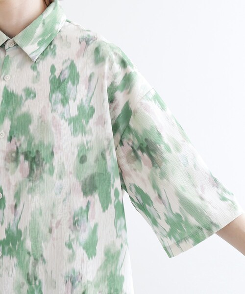 tk.TAKEO KIKUCHI（ティーケータケオキクチ）の「楊柳ブラープリントシャツ（シャツ/ブラウス・メンズ・ネイビー系3/ブラック系3/グリーン系4・01/02/03）」の9枚目の写真