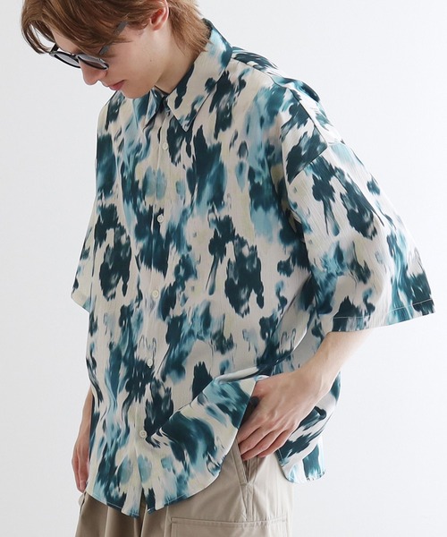 tk.TAKEO KIKUCHI（ティーケータケオキクチ）の「楊柳ブラープリントシャツ（シャツ/ブラウス・メンズ・ネイビー系3/ブラック系3/グリーン系4・01/02/03）」の3枚目の写真