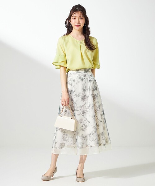 ANY SIS(エニィスィス)の「【WEB・一部店舗限定】ハッチングフラワープリント スカート(スカート・レディース・アイボリー系4/グリーン系4・1/2/3)」の9枚目の写真