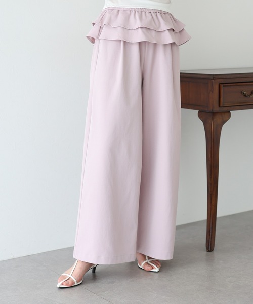BLUEEAST（ブルーイースト）の「ウエストティアードフリルパンツ（その他パンツ・レディース・ブラック/ベージュ/ピンク・MEDIUM）」の3枚目の写真