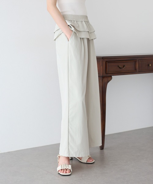 BLUEEAST（ブルーイースト）の「ウエストティアードフリルパンツ（その他パンツ・レディース・ブラック/ベージュ/ピンク・MEDIUM）」の5枚目の写真