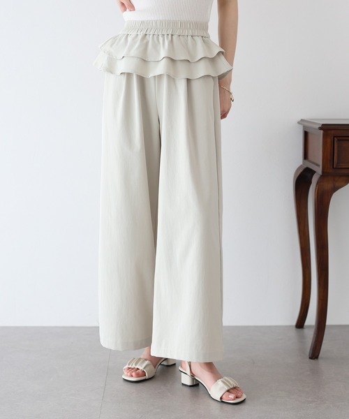 BLUEEAST（ブルーイースト）の「ウエストティアードフリルパンツ（その他パンツ・レディース・ブラック/ベージュ/ピンク・MEDIUM）」の4枚目の写真