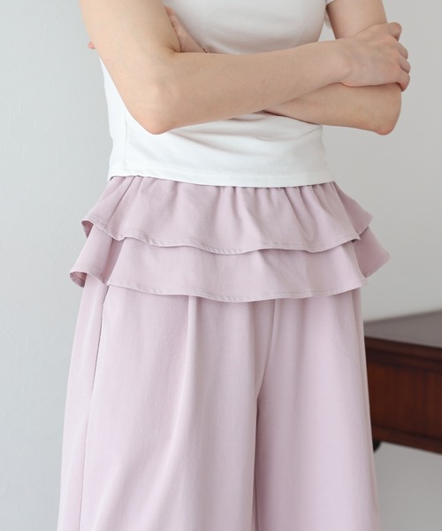BLUEEAST（ブルーイースト）の「ウエストティアードフリルパンツ（その他パンツ・レディース・ブラック/ベージュ/ピンク・MEDIUM）」の12枚目の写真