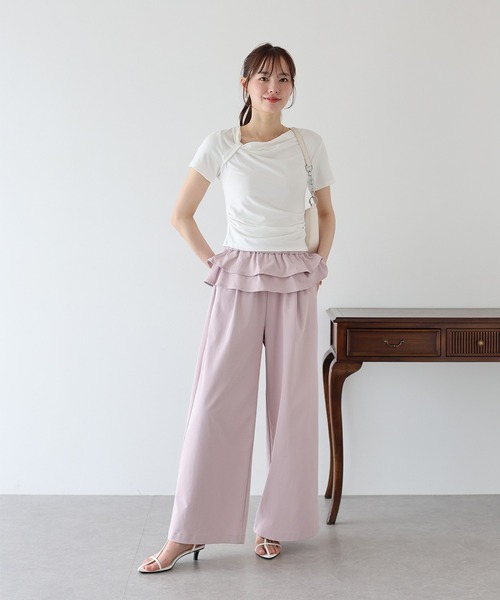 BLUEEAST（ブルーイースト）の「ウエストティアードフリルパンツ（その他パンツ・レディース・ブラック/ベージュ/ピンク・MEDIUM）」の13枚目の写真